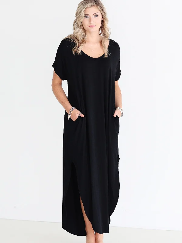 women's stylish dressesBlack DLMN Maxi Dress