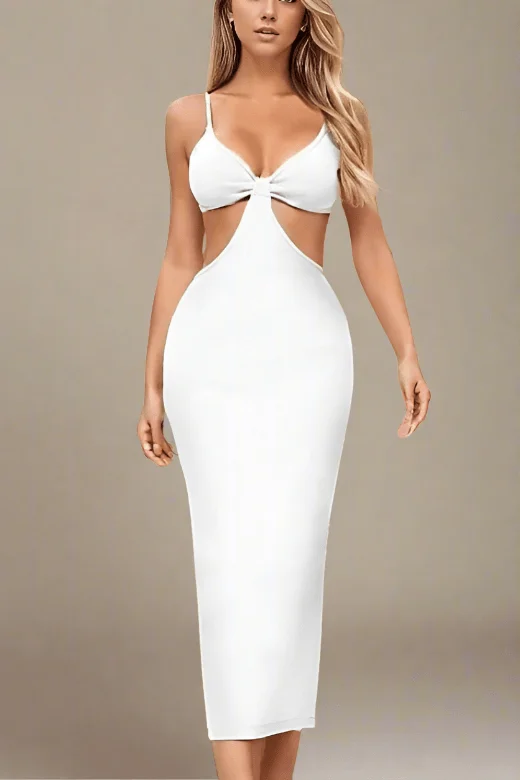 Tulle DressAria Bodycon Day Maxi Dress - Pearl White