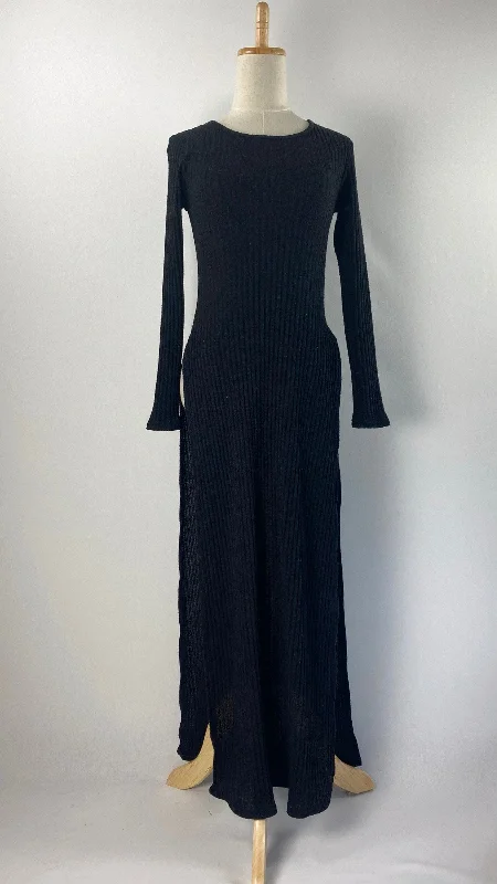 Glitter DressLong Sleeve Ribbed Maxi Dress, Black