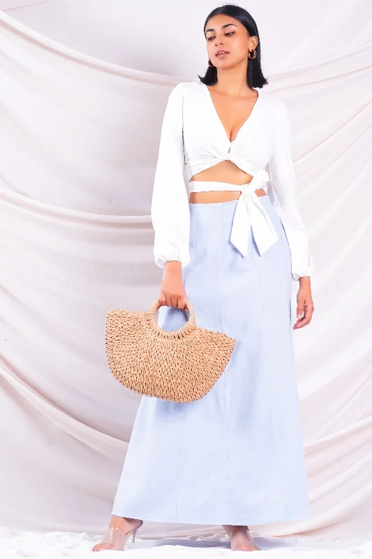 Peter Pan Collar DressBlue Maxi Skirt