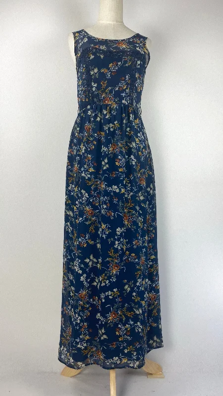 women's travel dressesSleeveless Printed Maxi Dress, Navy