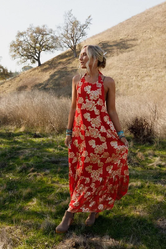 Animal Print DressSpotlight Halter Maxi Dress - Orange