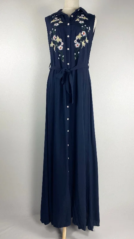 Off-The-Shoulder DressSleeveless Fully Lined Maxi Dress, Navy