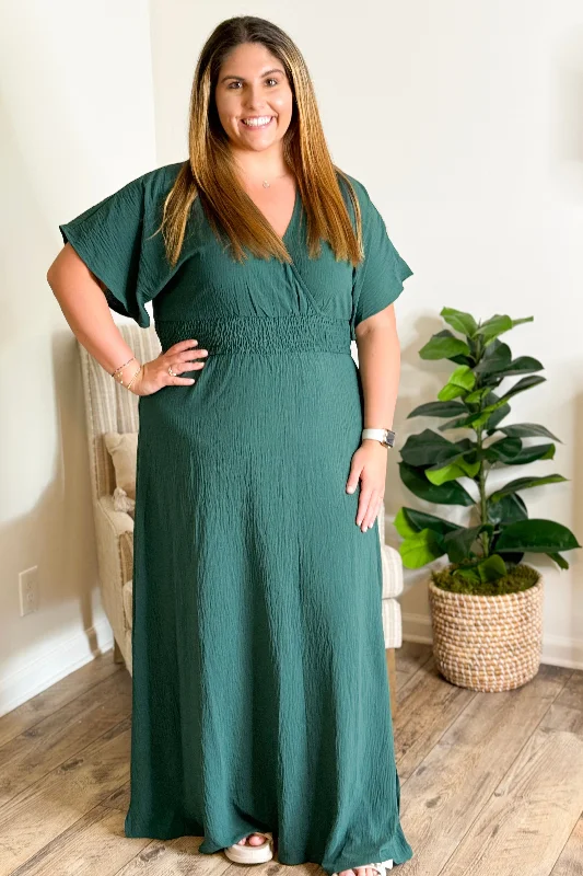 women's pastel dressesHunter Green Smocked Waist Maxi Dress *Final Sale*