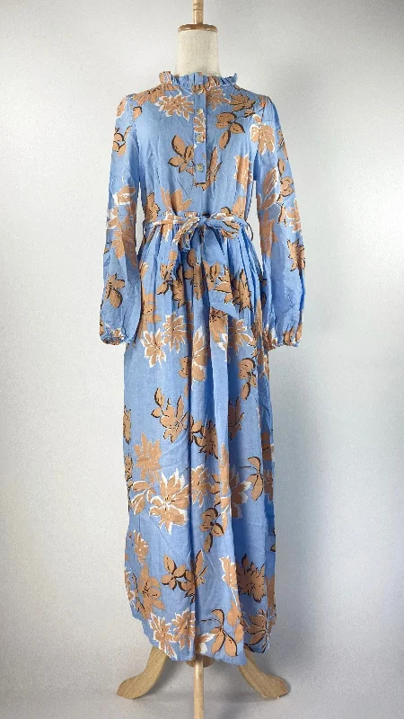 women's formal dressesLong Sleeve Maxi Dress with Flower Print, Blue