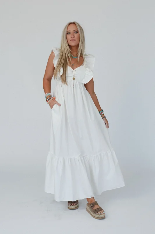 women's pastel dressesErin Tiered Maxi Dress - White