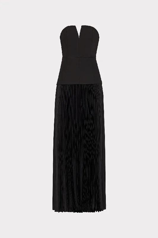 Skater DressNovalee Strapless Pleated Maxi Dress