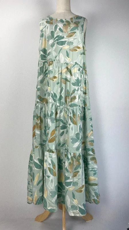 Peplum DressSleeveless Printed Maxi Dress, Green