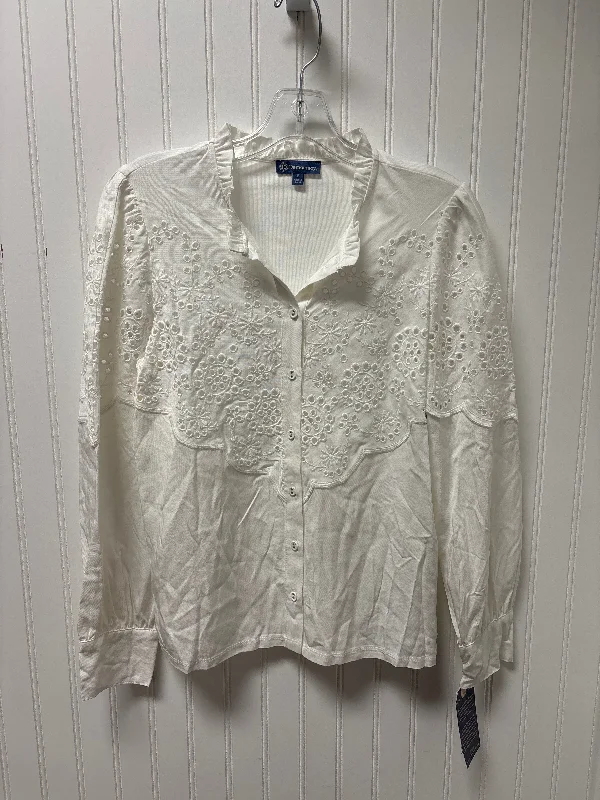 chic women's tops for everyday wearBlouse Long Sleeve By Democracy In White, Size: S