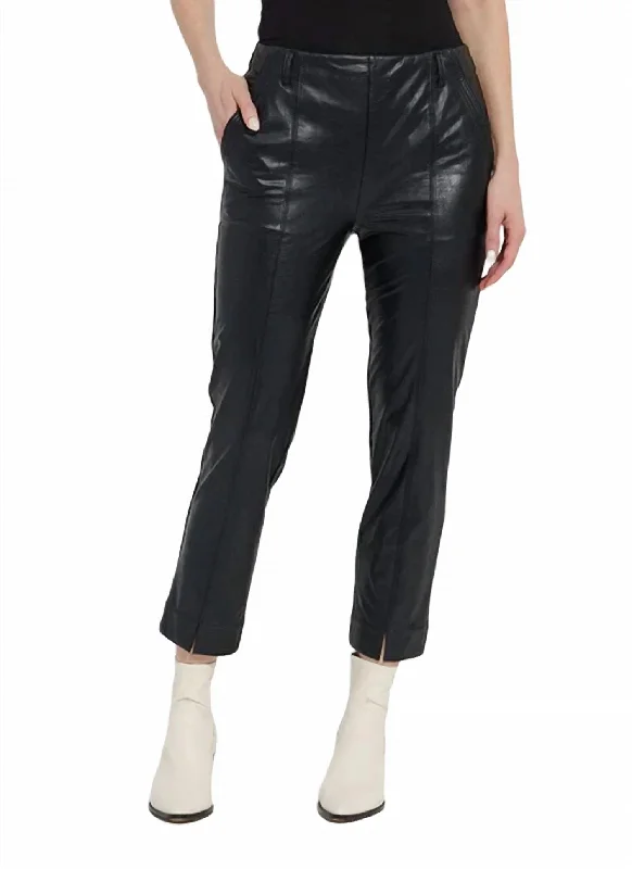 women's insulated pantsAndrea Crop Vegan Leather Trouser In Black