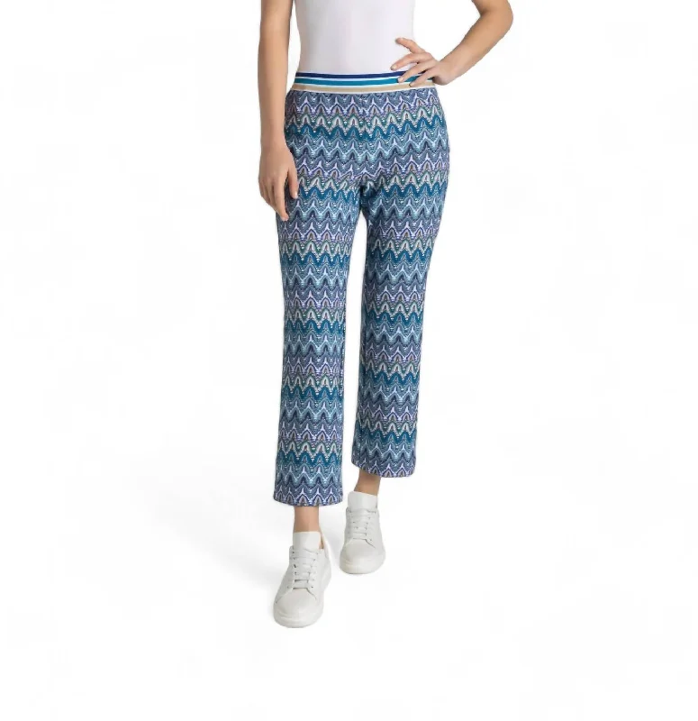 women's yoga pantsFlare Kick Pant In Monaco Blue Jacquard