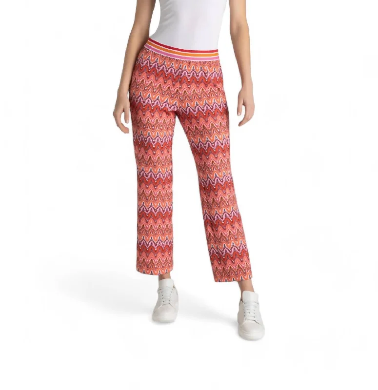 women's trendy pantsFlare Kick Pant In Pumpkin Orange Jacquard