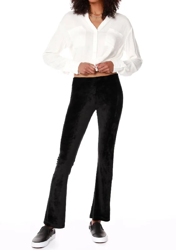 women's lace-up pantsFlared Leg Velvet Pants In Black