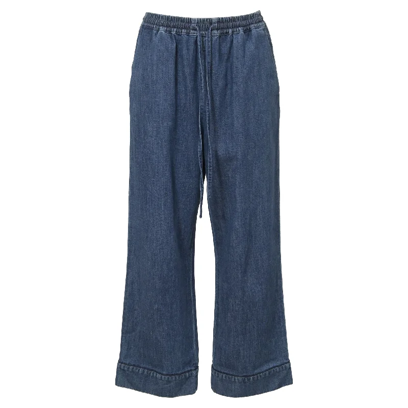 women's high-slung pantsValentino Drawstring Jeans in Blue Denim