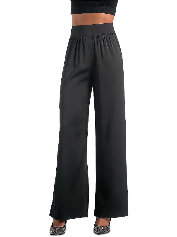 women's moisture-wicking pantsWomens Satin High Rise Wide Leg Pants