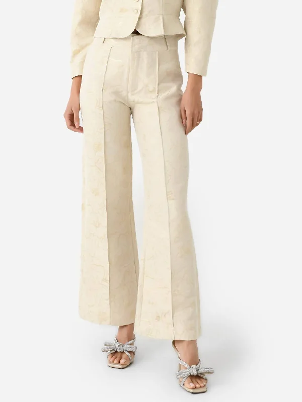 women's straight-leg pantsYoshitomo Smart Jacquard Pant In Ecru/gold