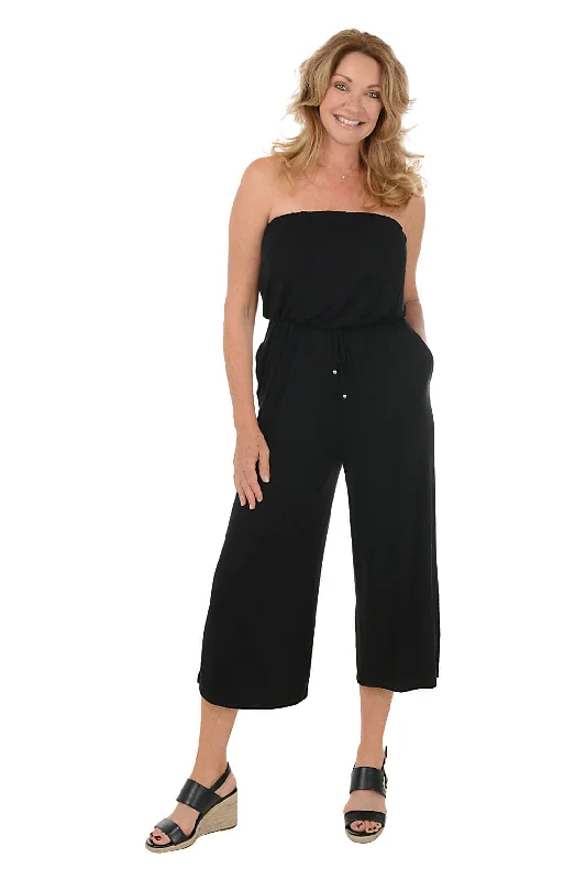 women's pear-shaped body dressesStrapless Wide Leg Jumpsuit