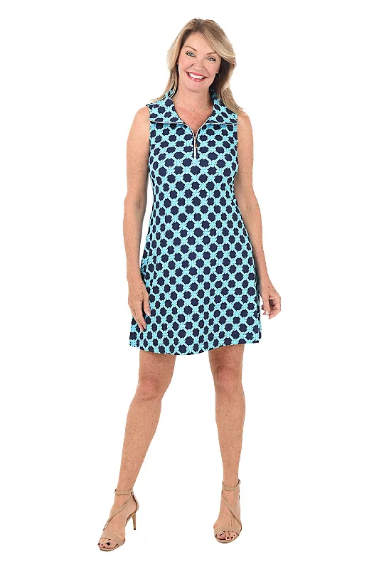 Sweetheart Neckline DressBlue Twisted Knots UPF50+ Sleeveless Dress