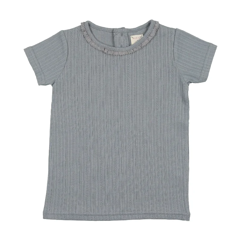 women's tops for those who want to stay cool and chic during warmer weatherAnalogie Pointelle T-Shirt Short Sleeve - Light Blue