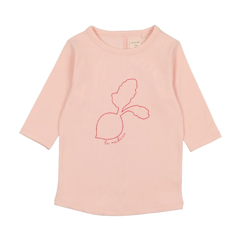 silk women's topsAnalogie Radish T-Shirt Three Quarter Sleeve - Pink