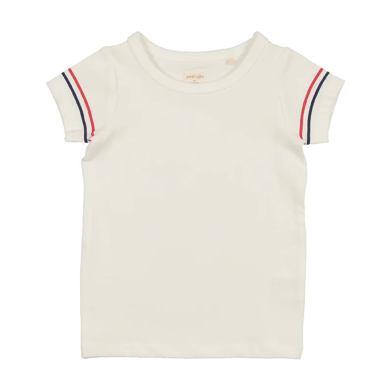 women's tops for those who want to create outfits that are both trendy and timelessAnalogie Sunshine Short Sleeve T-Shirt with Stripe - White