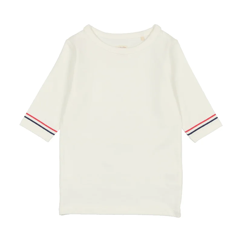 women's tops for those who want to add a bit of flair and personality to their looksAnalogie Sunshine Three Quarter Sleeve T-Shirt with Stripe - White