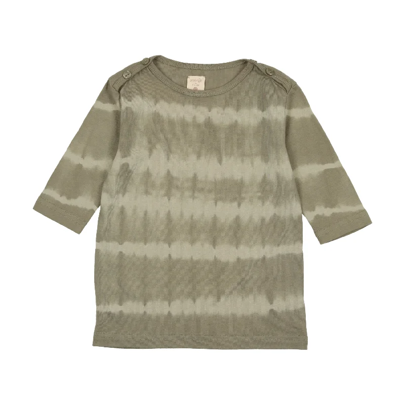 women's tops for statement-making outfitsAnalogie Tie Dye T-Shirt Three Quarter Sleeve - Moss