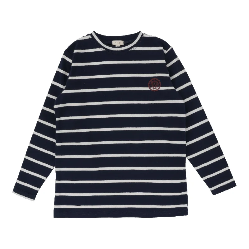 women's tops for fashion-conscious professionalsLil Legs The Basic T-Shirt Long Sleeve - Navy/Cream Stripe