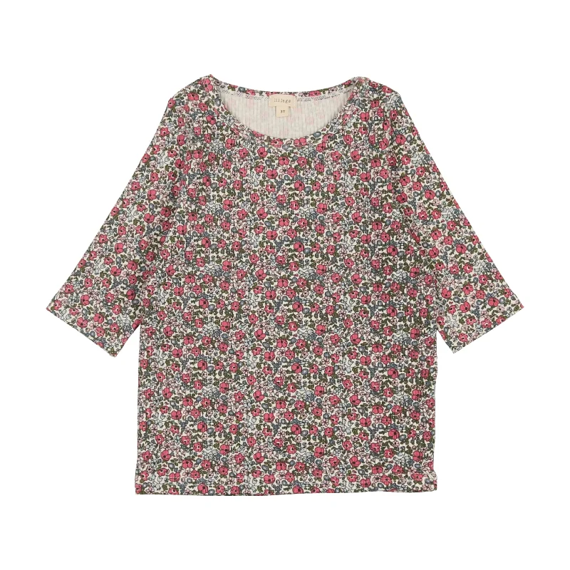 women's tops for those who want to add a touch of elegance and sophistication to their everyday wearLil Legs Three Quarter Sleeve T-Shirt - Pink Floral