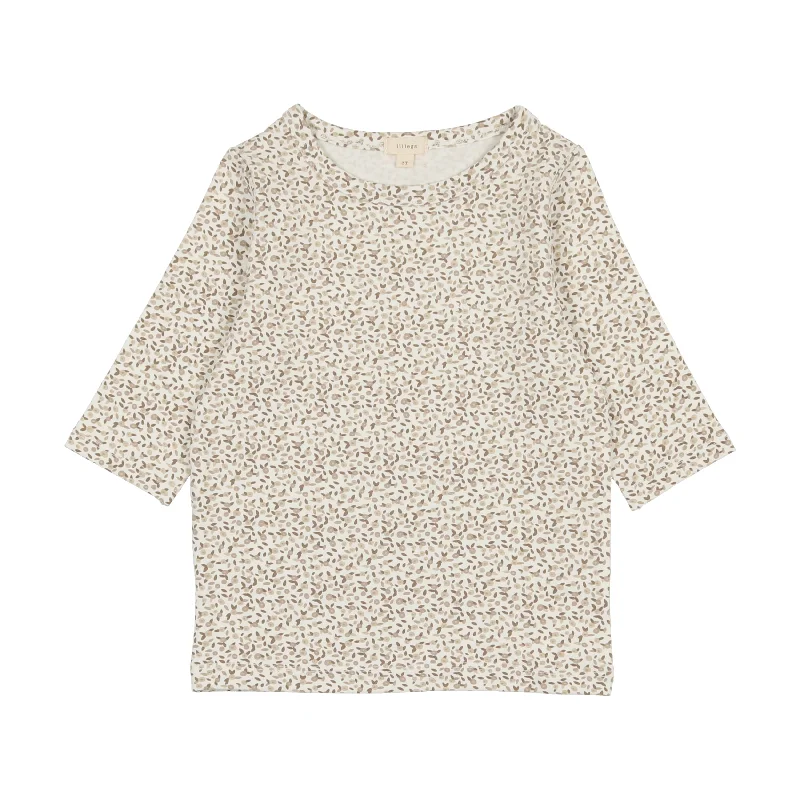 women's tops for statement-making outfitsLil Legs Three Quarter Sleeve T-Shirt - Taupe Floral