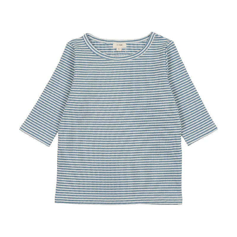 women's tops for those who refuse to compromise on styleLil Legs Three Quarter T-Shirt - Denim Blue Stripe