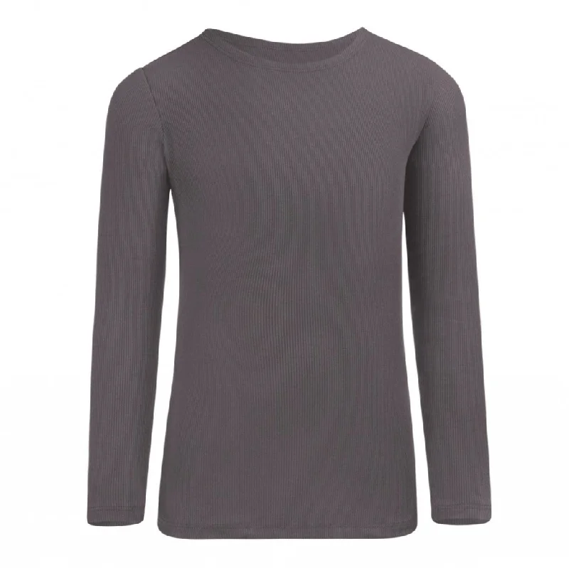 women's tops with unique designsPB&J Girls Ribbed Long Sleeve Shell - Graphite