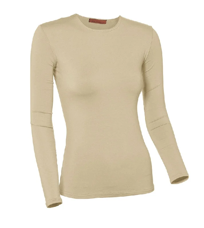 women's tops for those who want to add a bit of flair and personality to their looksPB&J Ladies Cotton Long Sleeve Shell - Beige