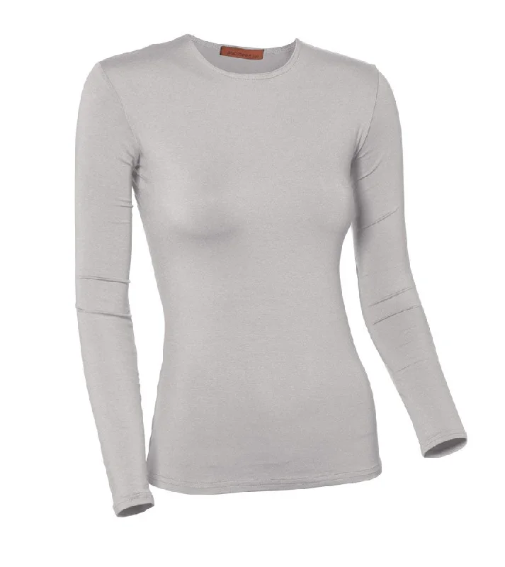 women's tops for those who refuse to compromise on stylePB&J Ladies Cotton Long Sleeve Shell - Light Gray