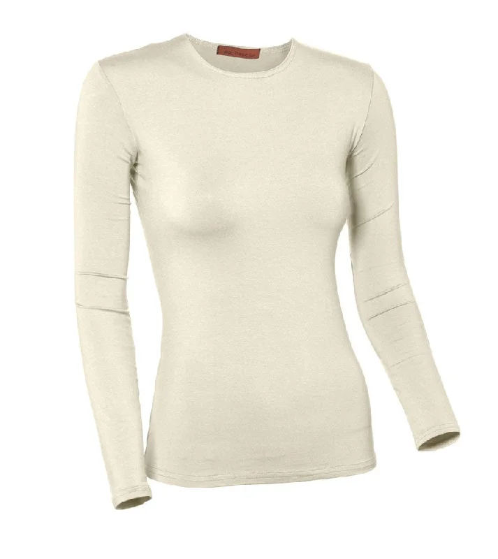 women's tops with bell sleevesPB&J Ladies Lycra Long Sleeve Shell - Off-White