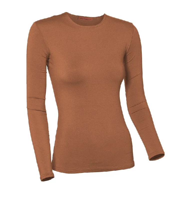 elegant women's topsPB&J Ladies Modal Long Sleeve Shell - Amber