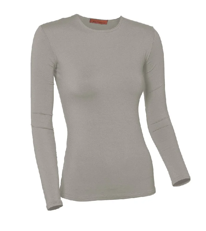 women's tops for gala dinnersPB&J Ladies Modal Long Sleeve Shell - Light Gray