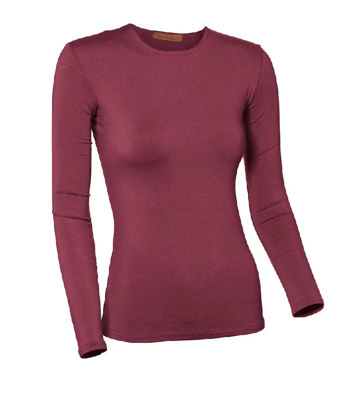 tank tops for womenPB&J Ladies Modal Long Sleeve Shell - Raspberry