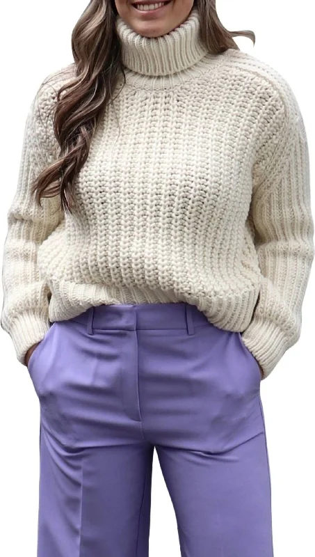 Soft Knitted SweatersEllen Turtleneck Sweater In Off White