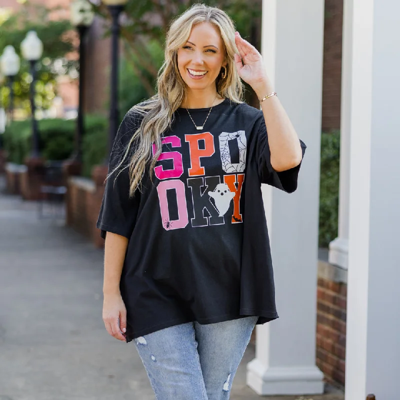 women's tops for those who want to wear pieces that are both comfortable and stylishIt's Spooky Season Boyfriend Tee, Black