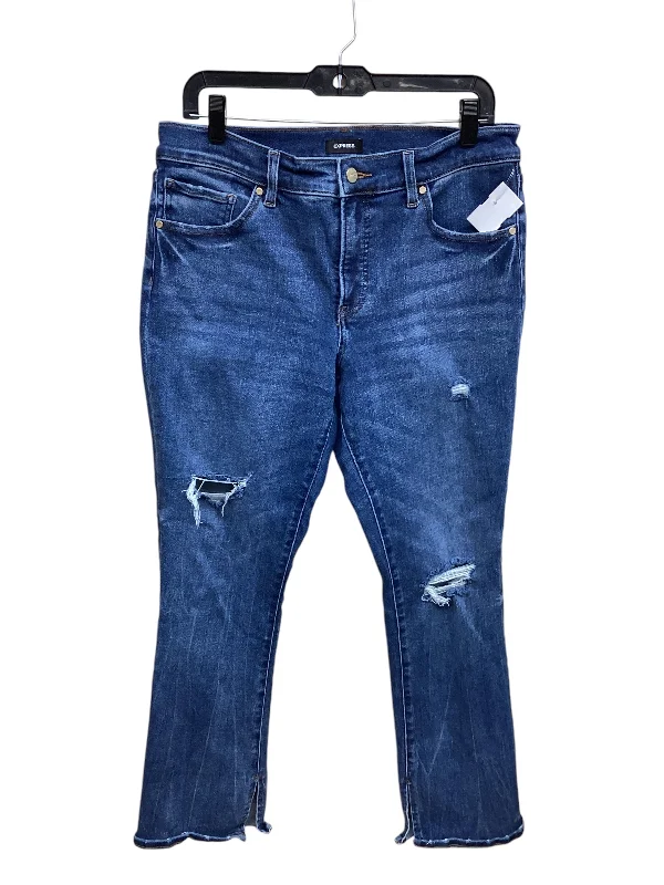 Jeans Straight By Express In Blue Denim, Size: 12