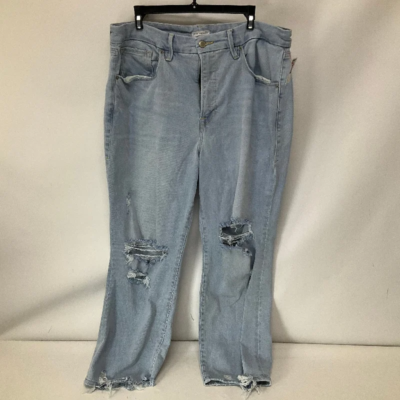 Jeans Straight By Good American In Blue Denim, Size: 16