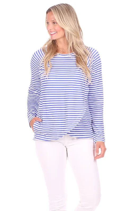 Women's SweatersMcKenna Crew Neck in Bright Blue Stripe