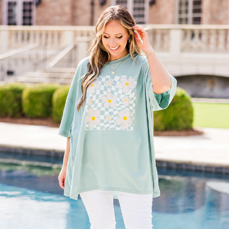 women's tops for statement-making outfitsPicking Flowers Boyfriend Tee, Dusty Green