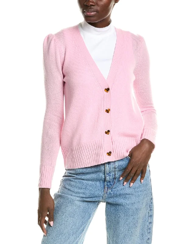 Cashmere Custom Children's SweatersQUINN Puff Sleeve Wool & Cashmere-Blend Cardigan