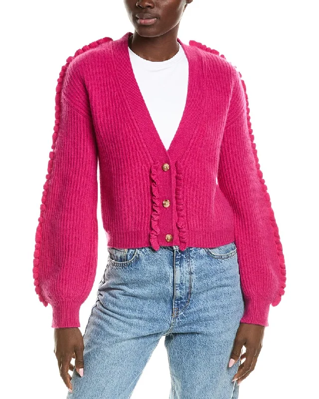 Extra-Large SweatersQUINN Ruffle Trim Cashmere Cardigan