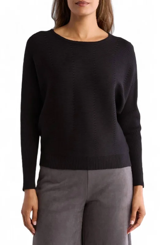 Affordable SweatersRibbed Dolman Sleeve Sweater In Black