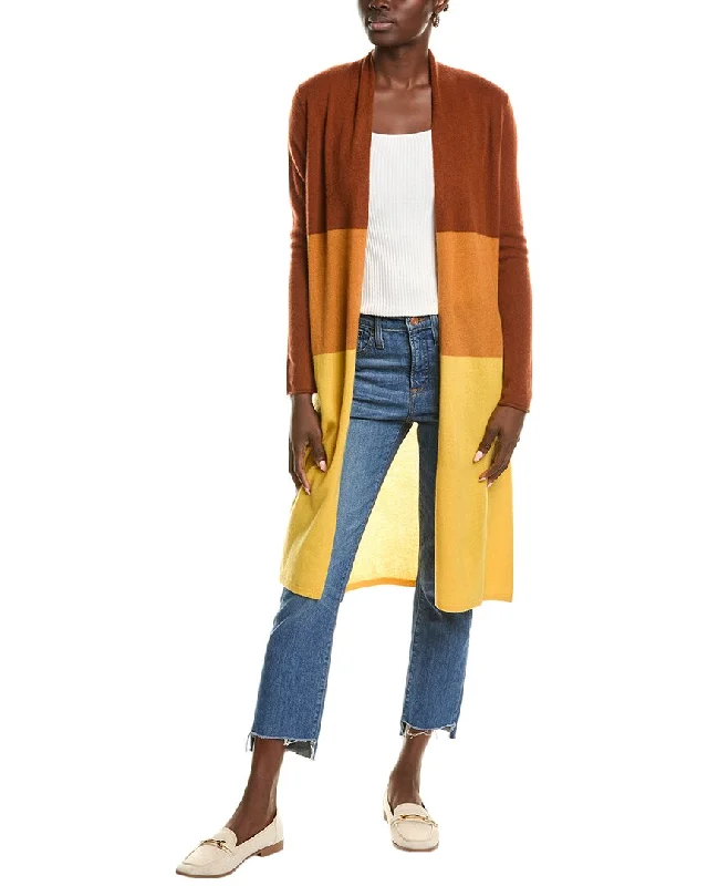 Comfortable Dressy Sweaterssofiacashmere Colorblocked Drape Cashmere Cardigan