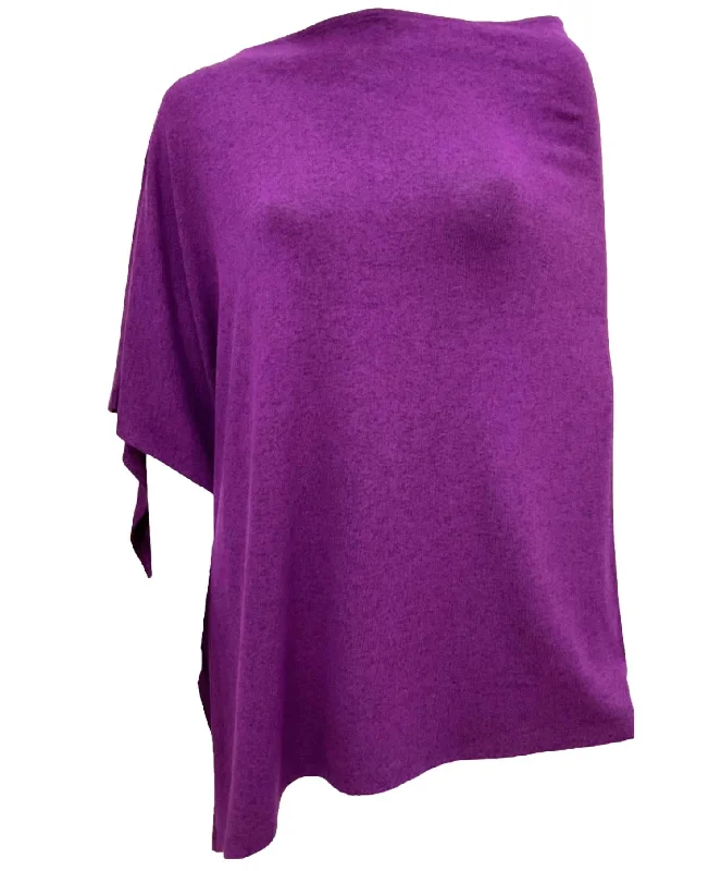 Soft SweatersSolid Asymmetrical Poncho In Violet