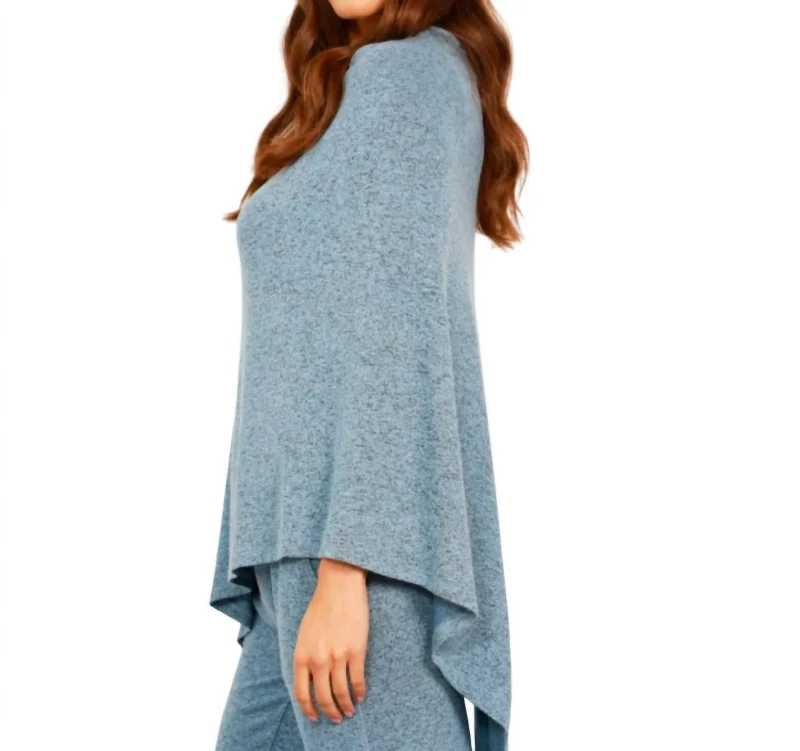 Fashionable Funky Hooded Cashmere SweatersSolid Asymmetrical Poncho In Wind